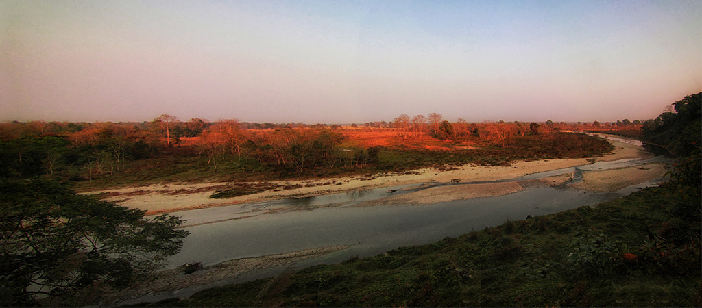 Banks of river murti in dooars west bengal