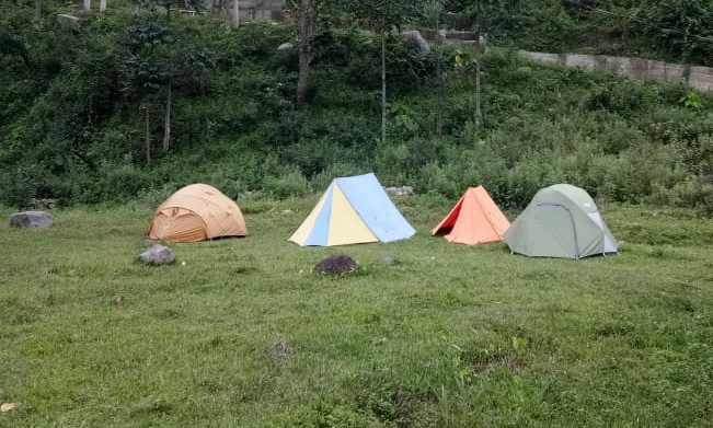 Camp or tent option in front of Hariyali Homestay at Rocky Island