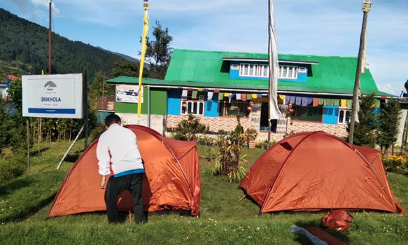 Sandakphu Srikhola New Singhalila Homestay Pasang-Sherpa outdoor view with camping accomation or tent accomodation