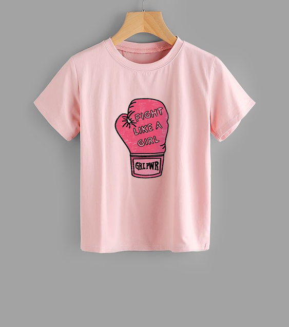 Custom print t-shirt for girls based on girls fight and not loose hope.