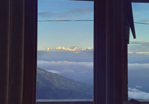Window view of kanchanganga from room at Shiddarth Homestay at Dawaipani
